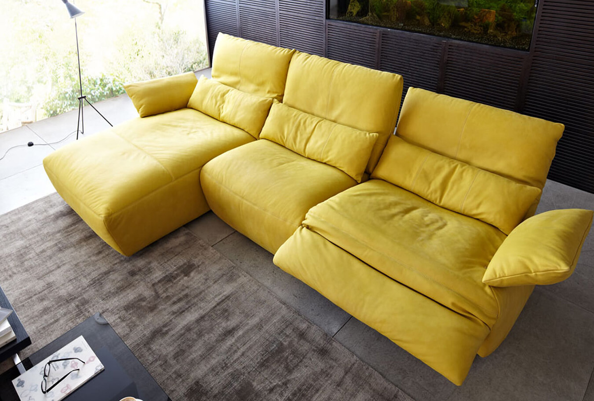 Koinor Sofas Easy J Shaped Yellow Leather Sofas Simply Sofas