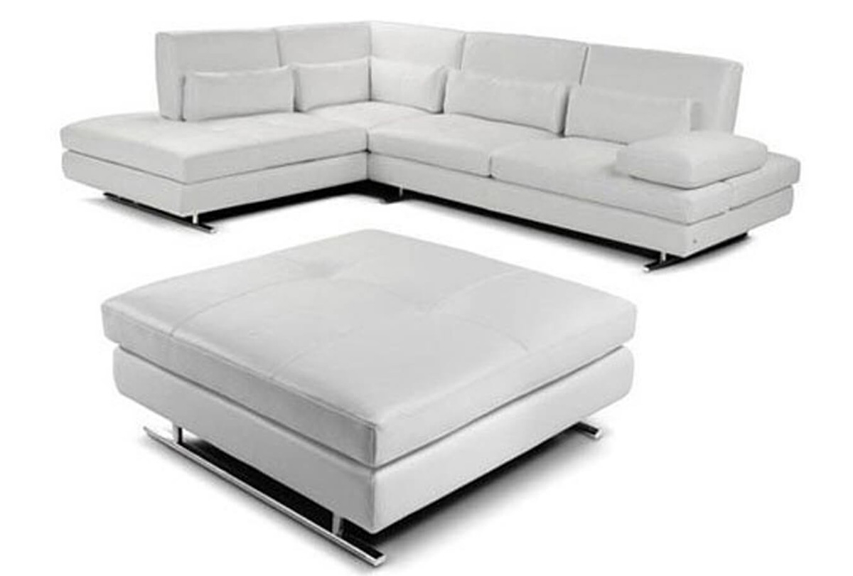 Serena L Shaped White Leather Sectional SofasBengaluru,Pune Simply
