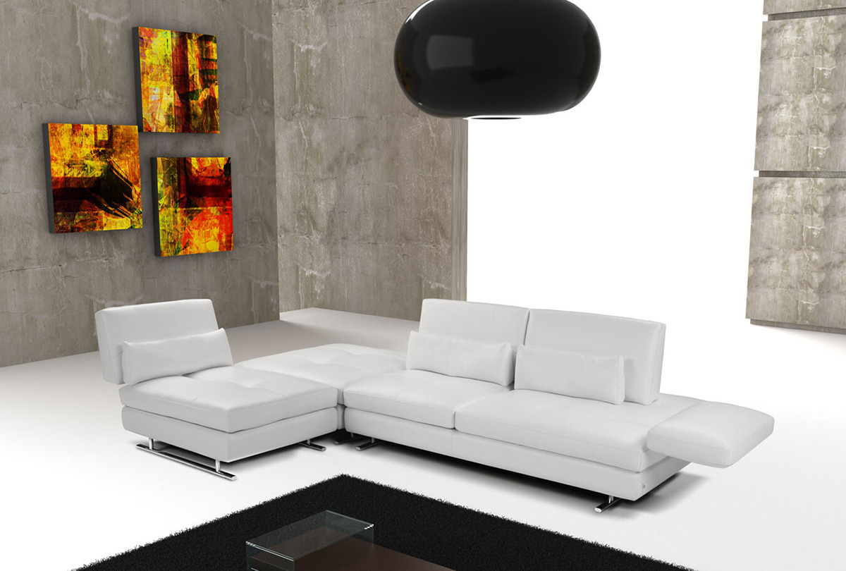 Serena L Shaped White Leather Sectional SofasBengaluru,Pune Simply